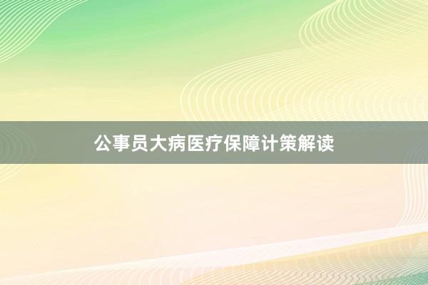 公事员大病医疗保障计策解读